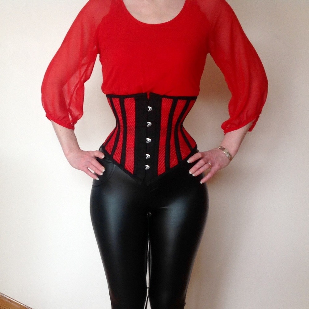 20" steel boned underbust corset sincher mesh
